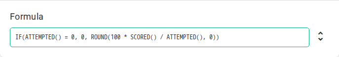 The Formula section with a custom formula in the formula field