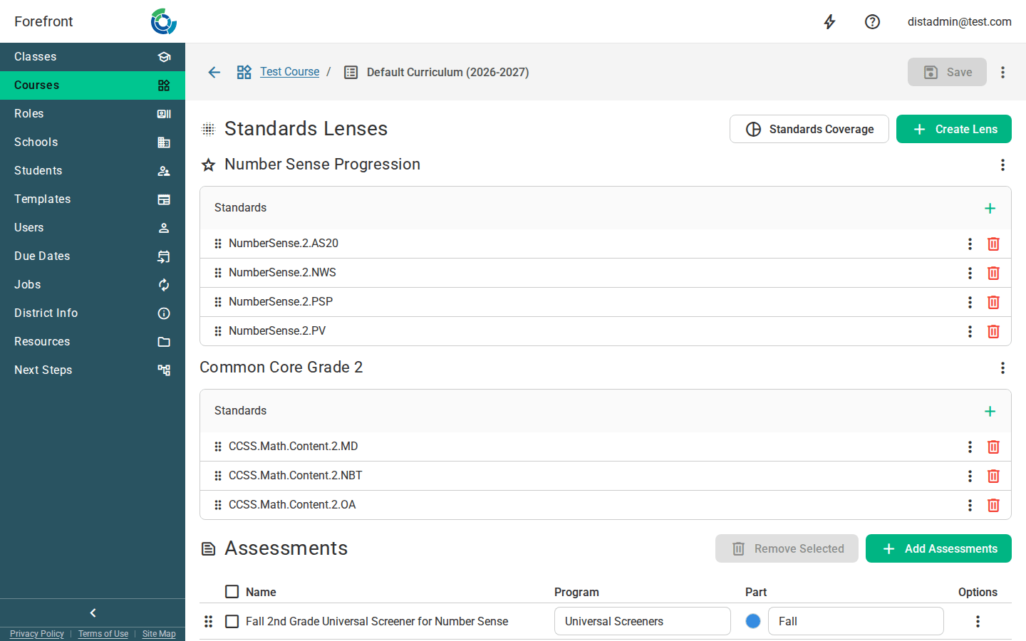 The curriculum editor page