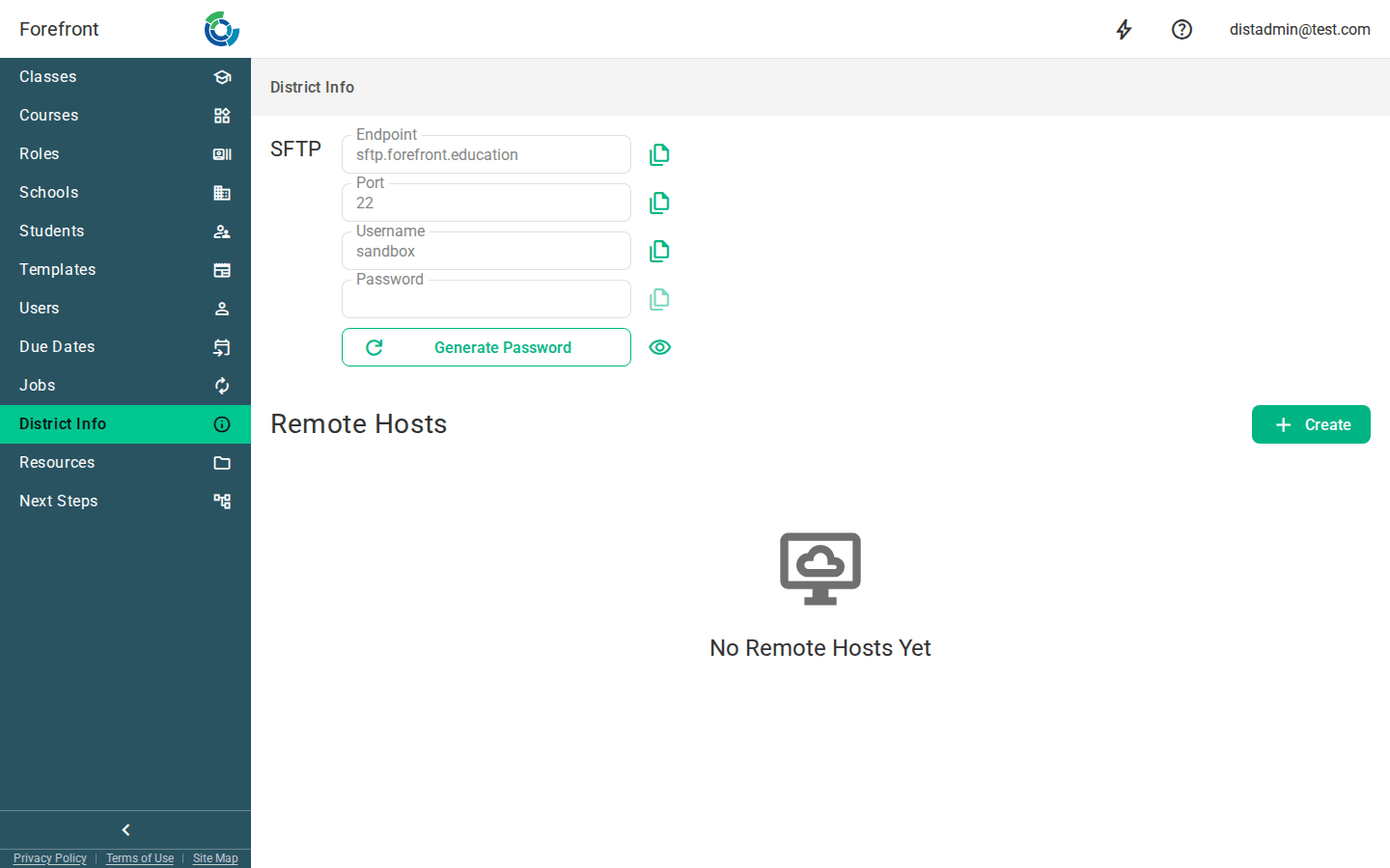 The district info page