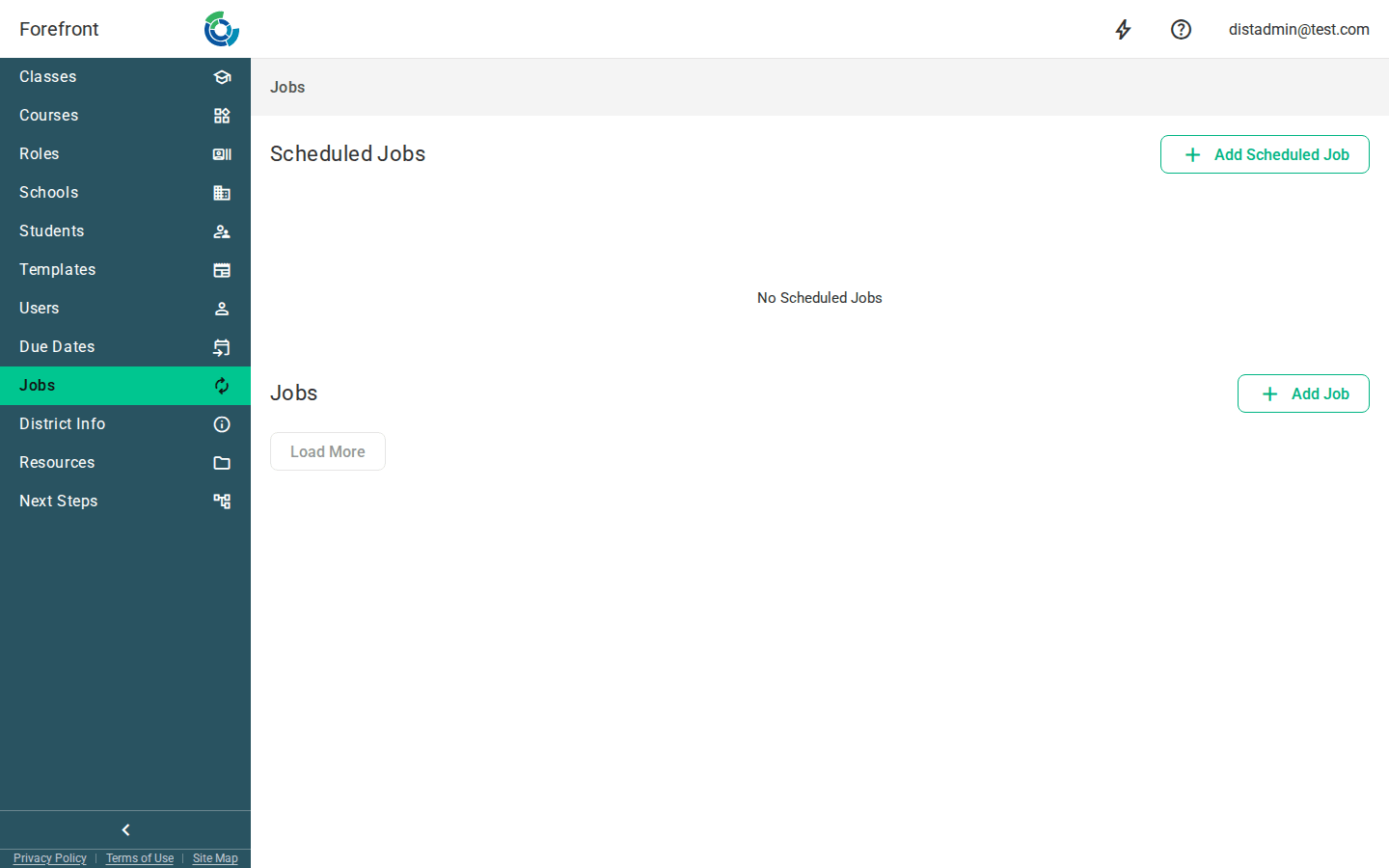 The jobs management page