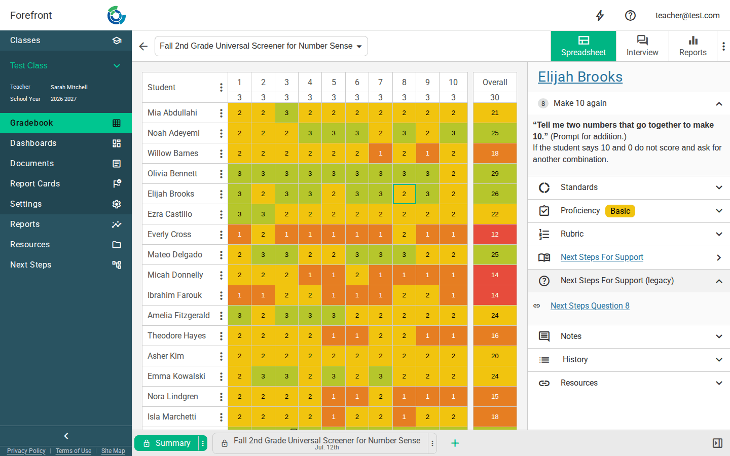 The spreadsheet cell details sidebar, showing the Next Steps For Support row and the panel of links below it