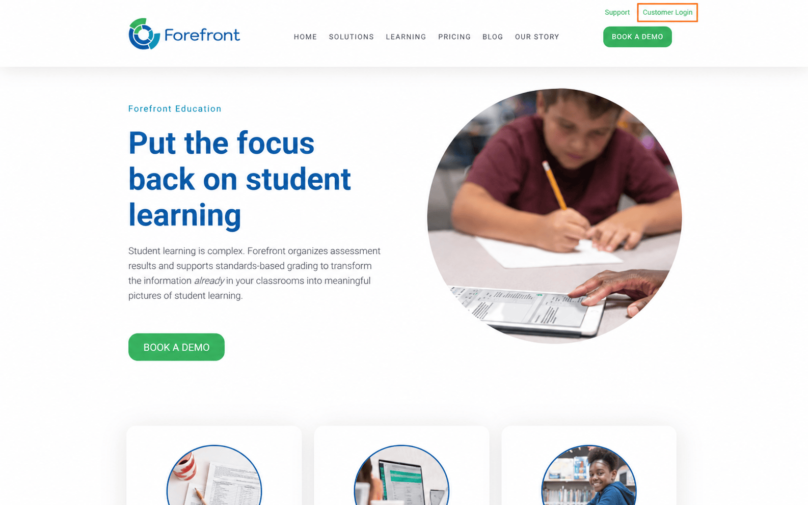 An image of Forefront&rsquo;s company website with 