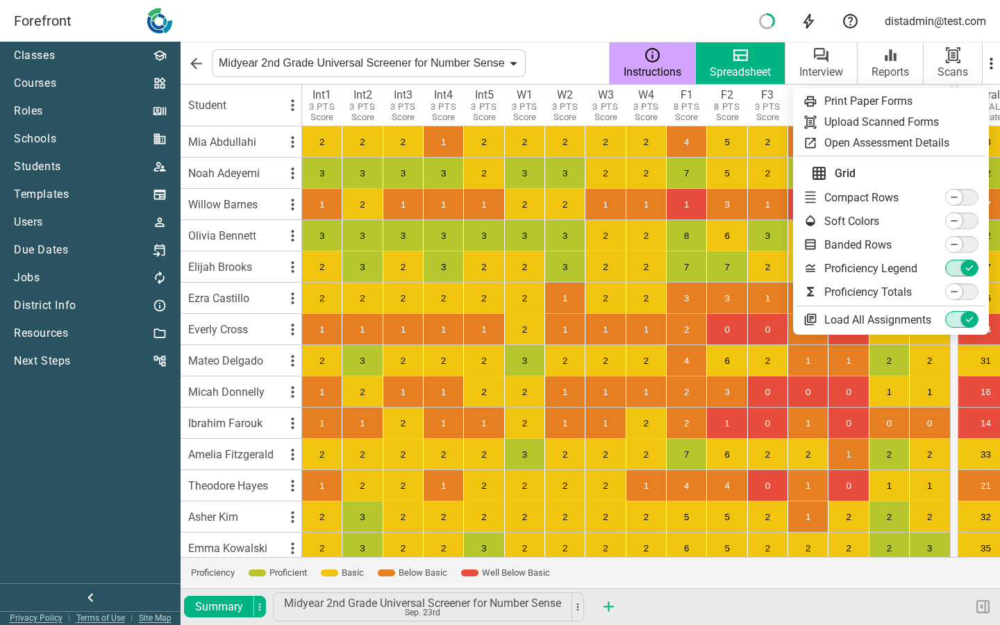 The spreadsheet's actions menu, offering Print Paper Forms and Upload Scanned Forms